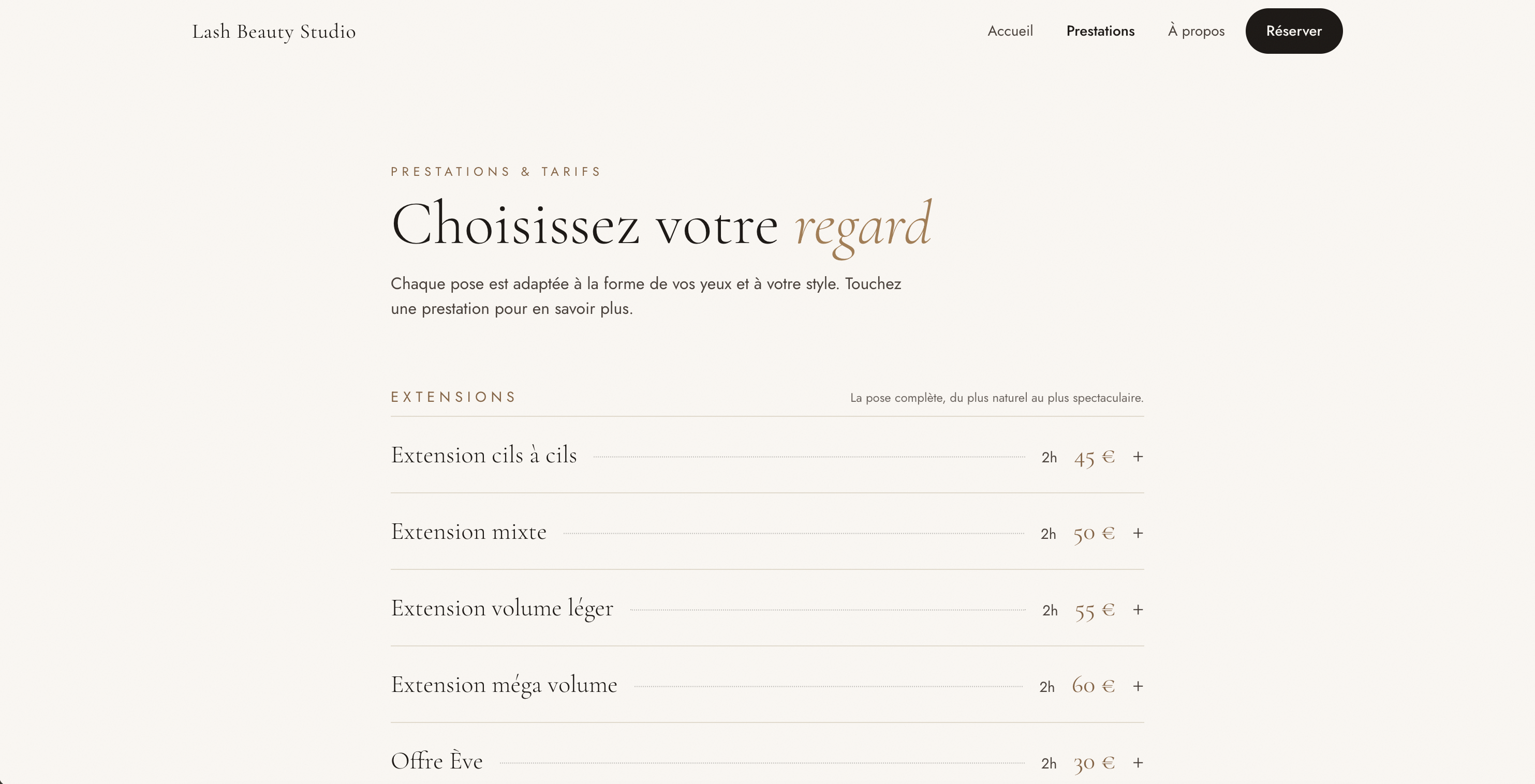 Prestations & tarifs détaillés